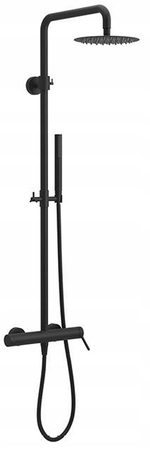 Čierna striekacia stĺpka Rain Pi s reguláciou, montáž na stenu