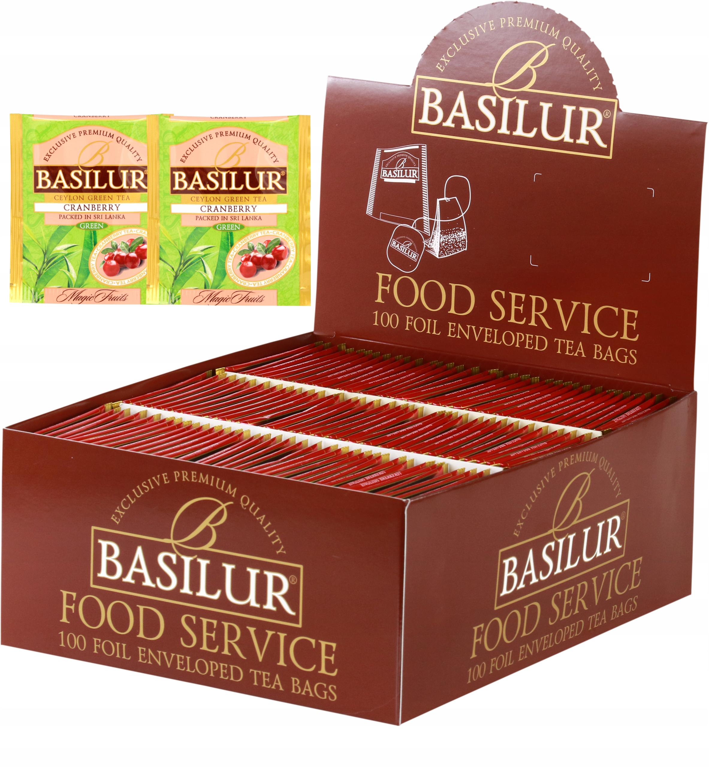 Levně Čaj zelený Basilur Cranberry expresní Žuravinový HoReCa 100 ks