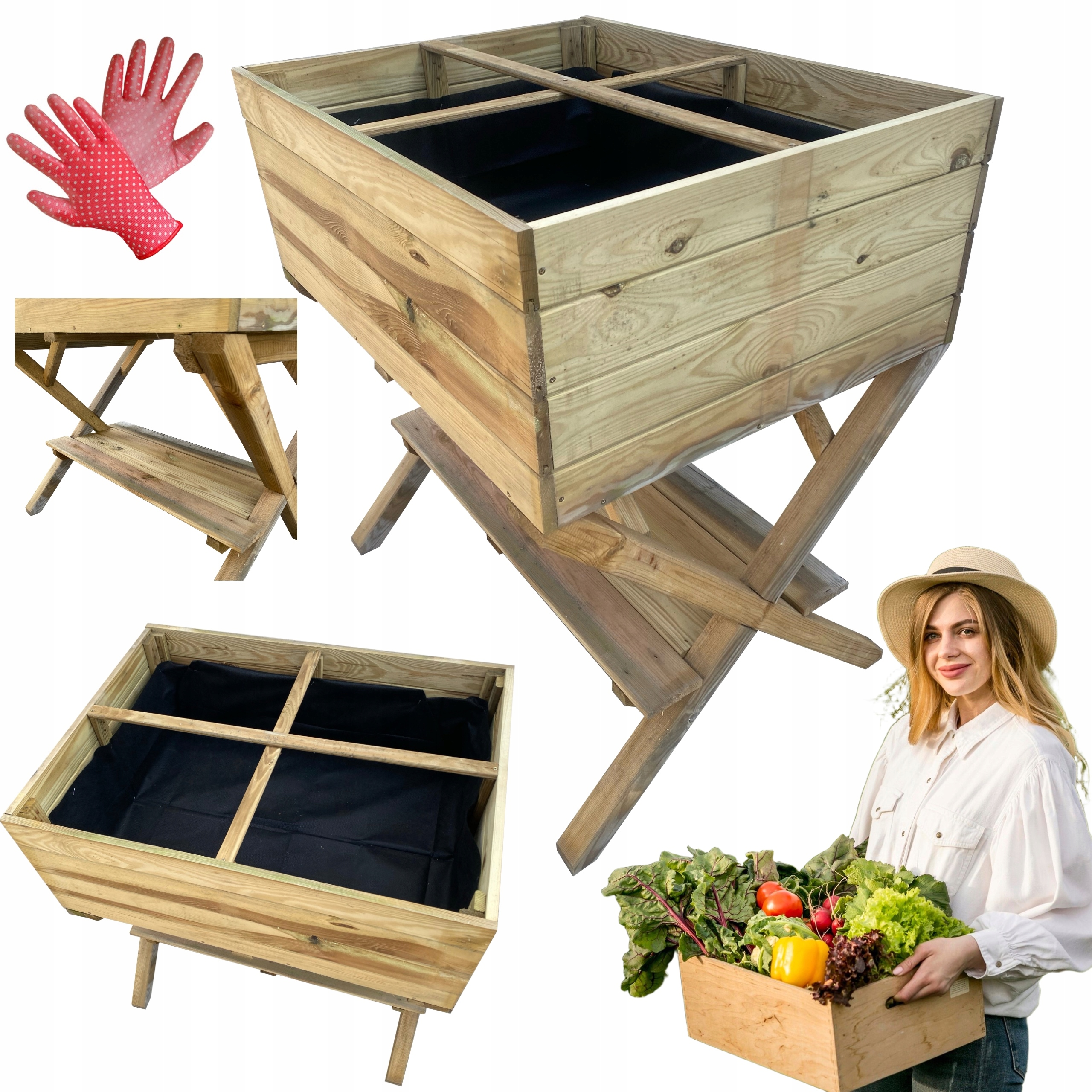 Zeleninový Záhon Bylinková Herbárium 80x60x90 cm Kvetináč na nohách Vyvýšený záhon