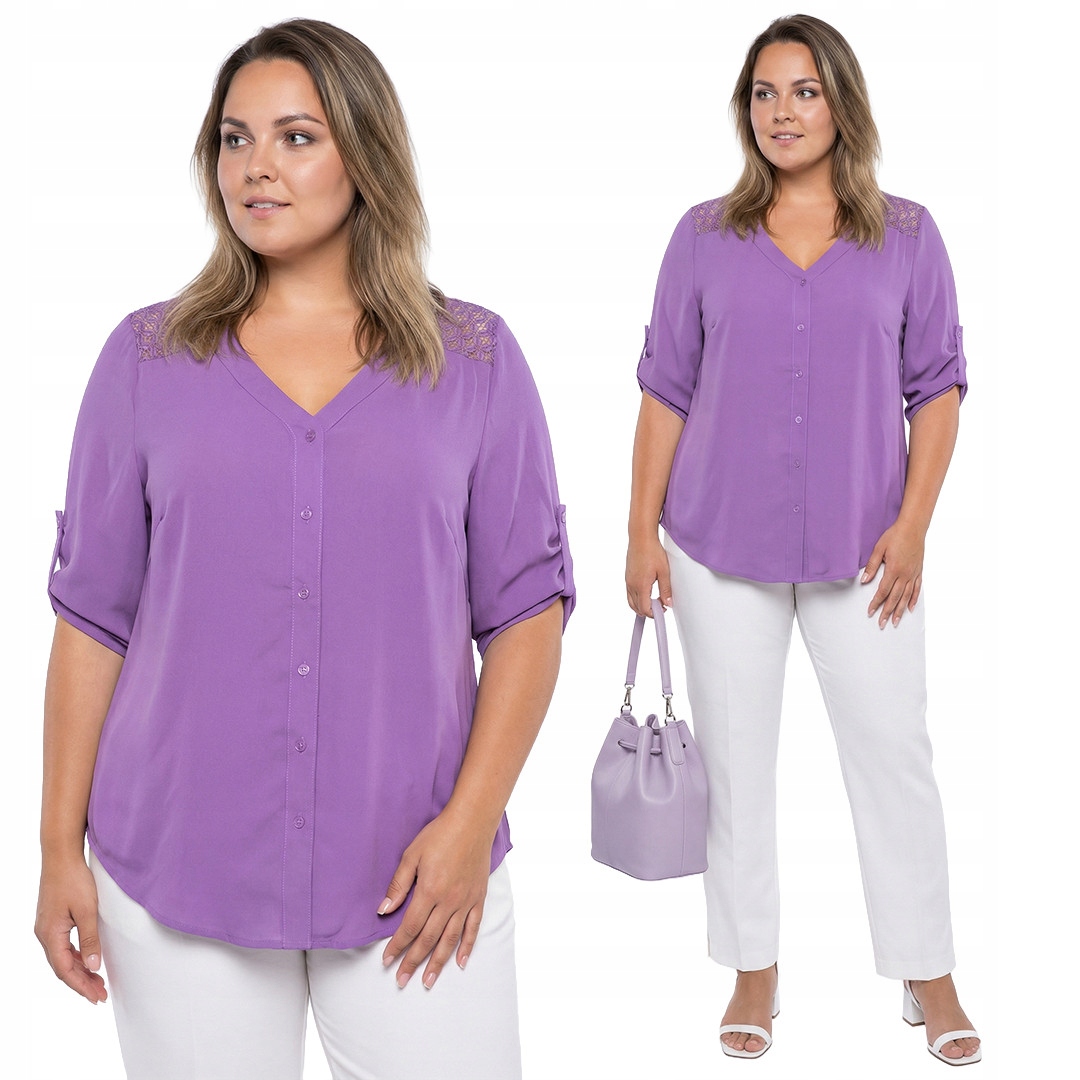 Fialová krajková košile s rameny a velikostí velikost 54