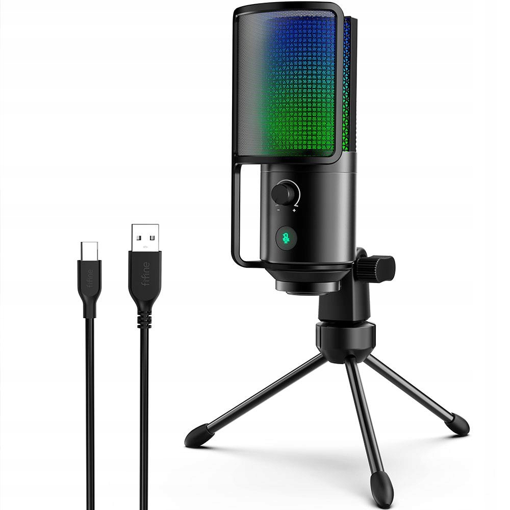Fifine K669 Pro 2 Usb Rgb herní mikrofon, s Pop filtrem černá (pc)