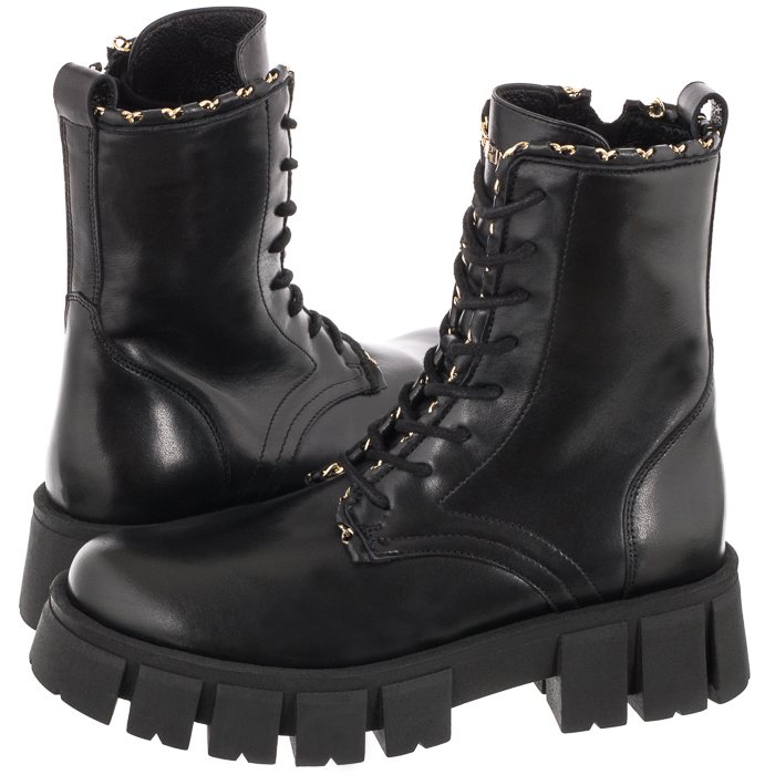 Buty Damskie Botki Skórzane Carinii Czarne B8548