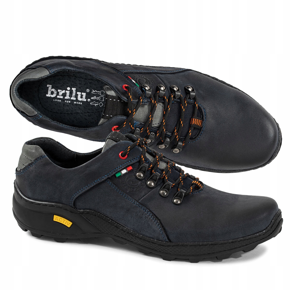 Brilu Buty Trekking Skórzane Granatowe 43