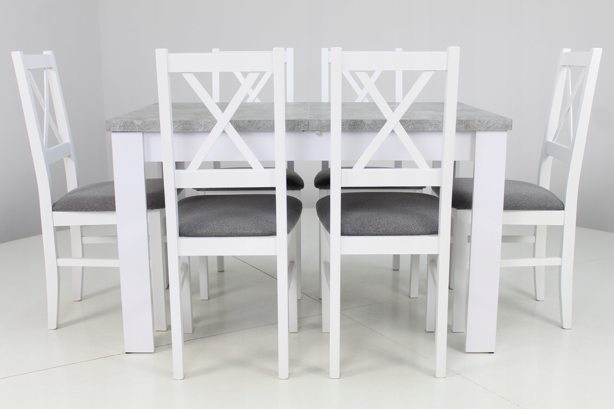 6 krzeseł z litego drewna +stół rozsuwany 160 cm Liczba elementów w zestawie 7