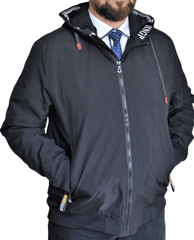 Pánská jarní podzimní přechodová bunda Bomber S Kapucí černá XXL