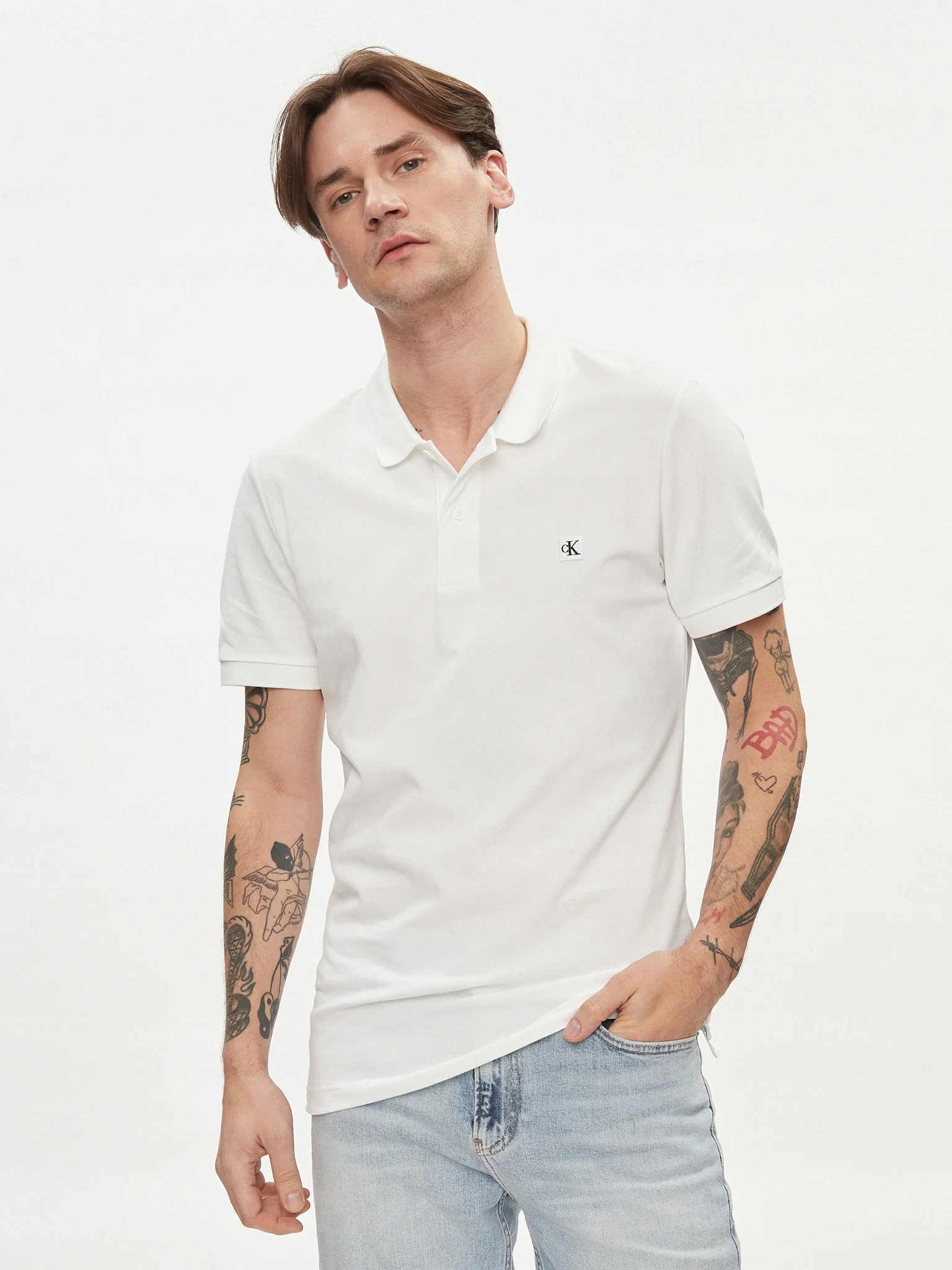 Tričko Calvin Klein Jeans Polokošile Bright White J30J325269 Yaf R XL