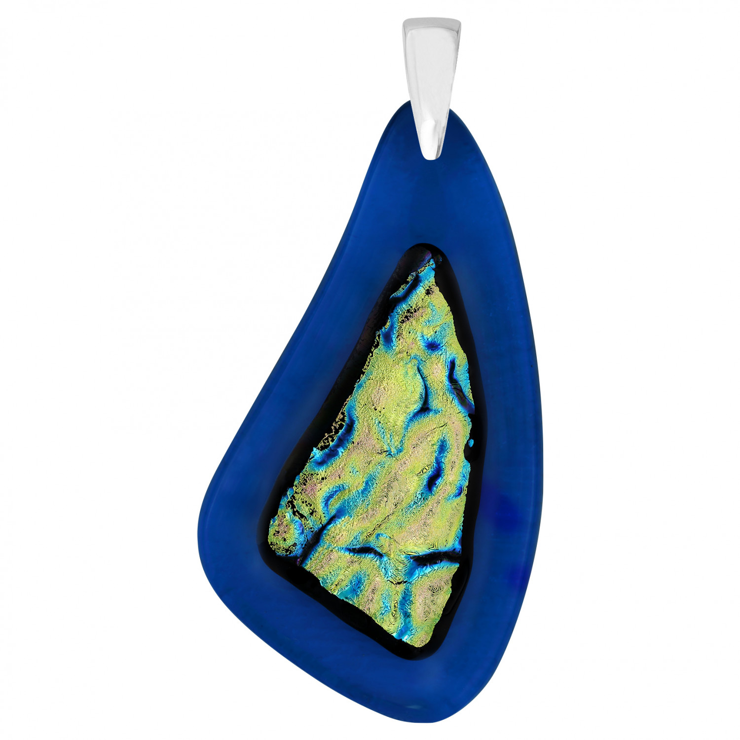 Dámský modrý přívěsek Harf sklo murano