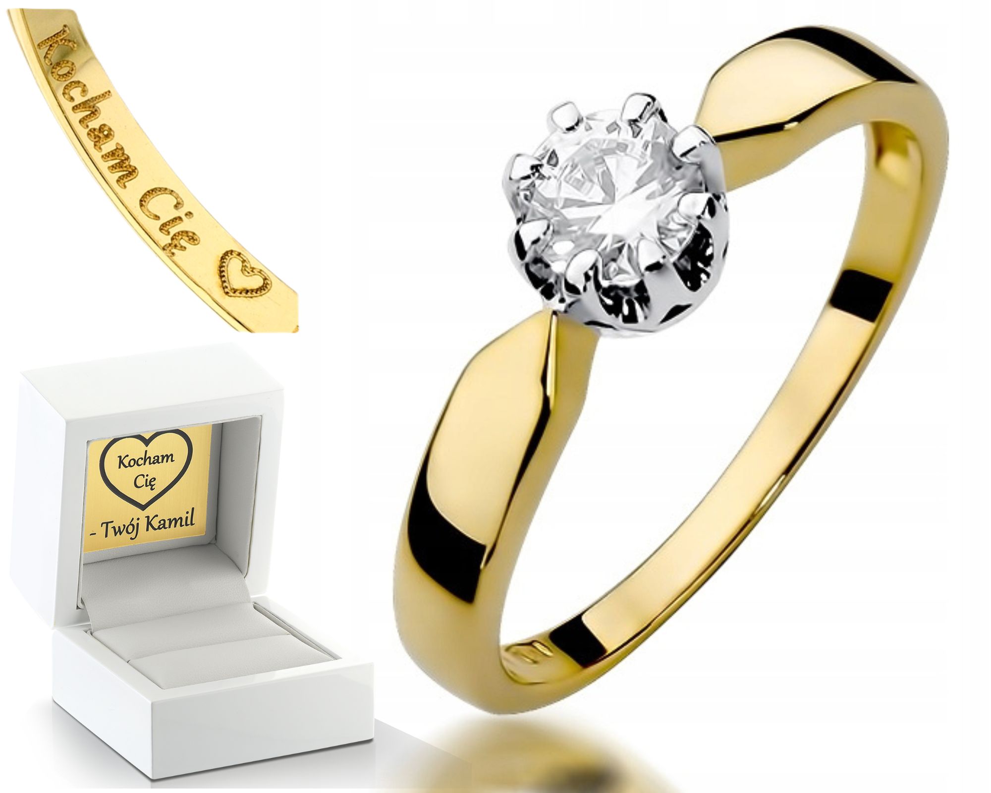 Prstýnek Diamanty 0,70 Ct Gravírování Dárek Pro Ženu