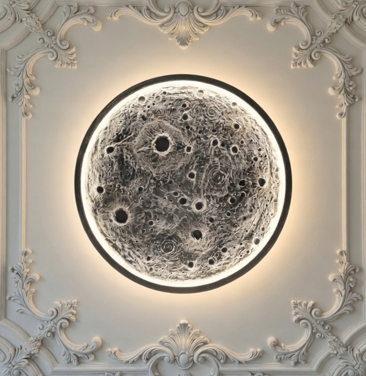 Plochá socha Dekorace 60 cm Měsíc Led Spínač na stěnu Možnost personalizace