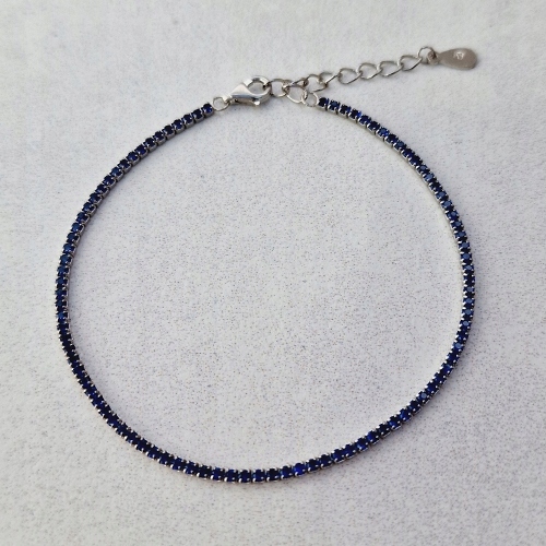 Náramek „tenisovka“ s modrými zirkony