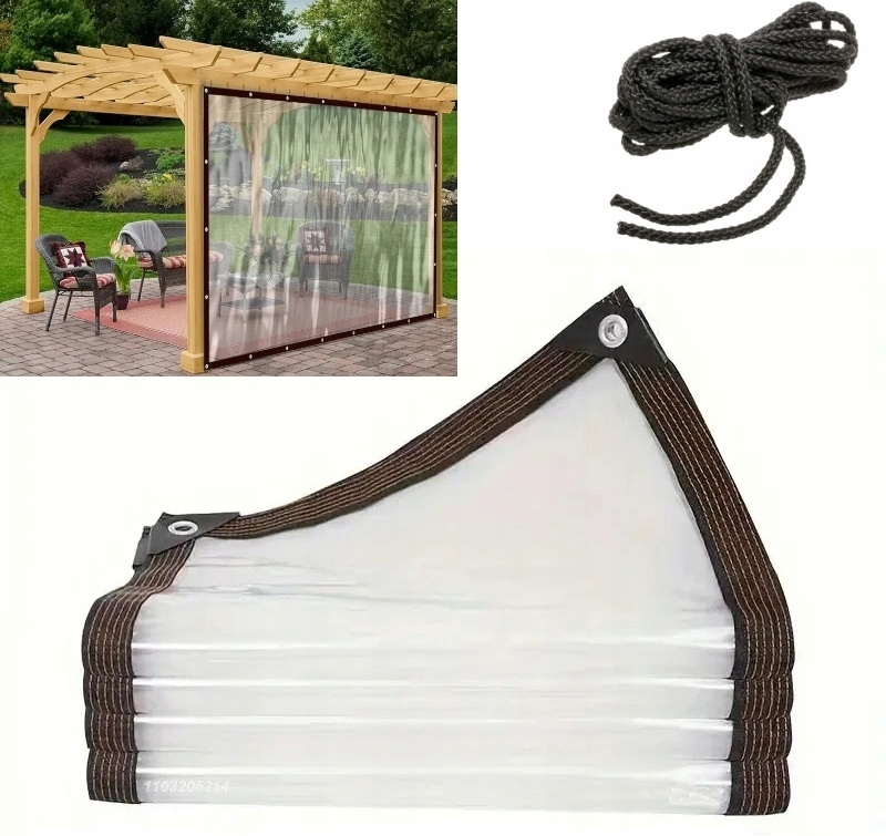 3x3m Plandeka Ogrodowa Tarasowa Wodoodporna Przezroczysta Folia Tarp Osłona