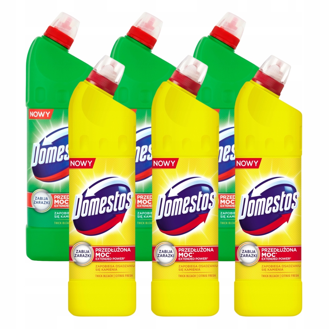 Domestos Przedłużona Moc Żel płyn do Wc MIX Citrus i Pine Fresh 6x1000ml