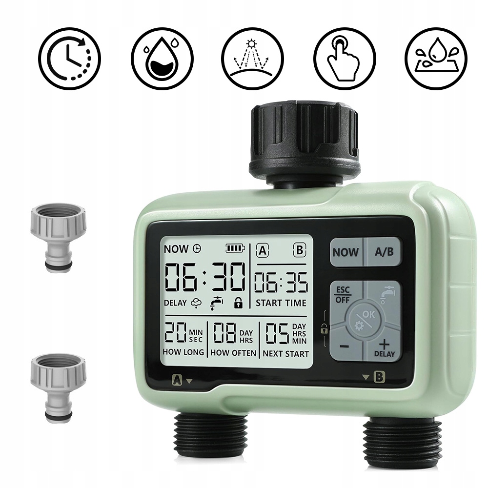 Programátor Zavlažování 2 Výstupy Zpoždění Deště