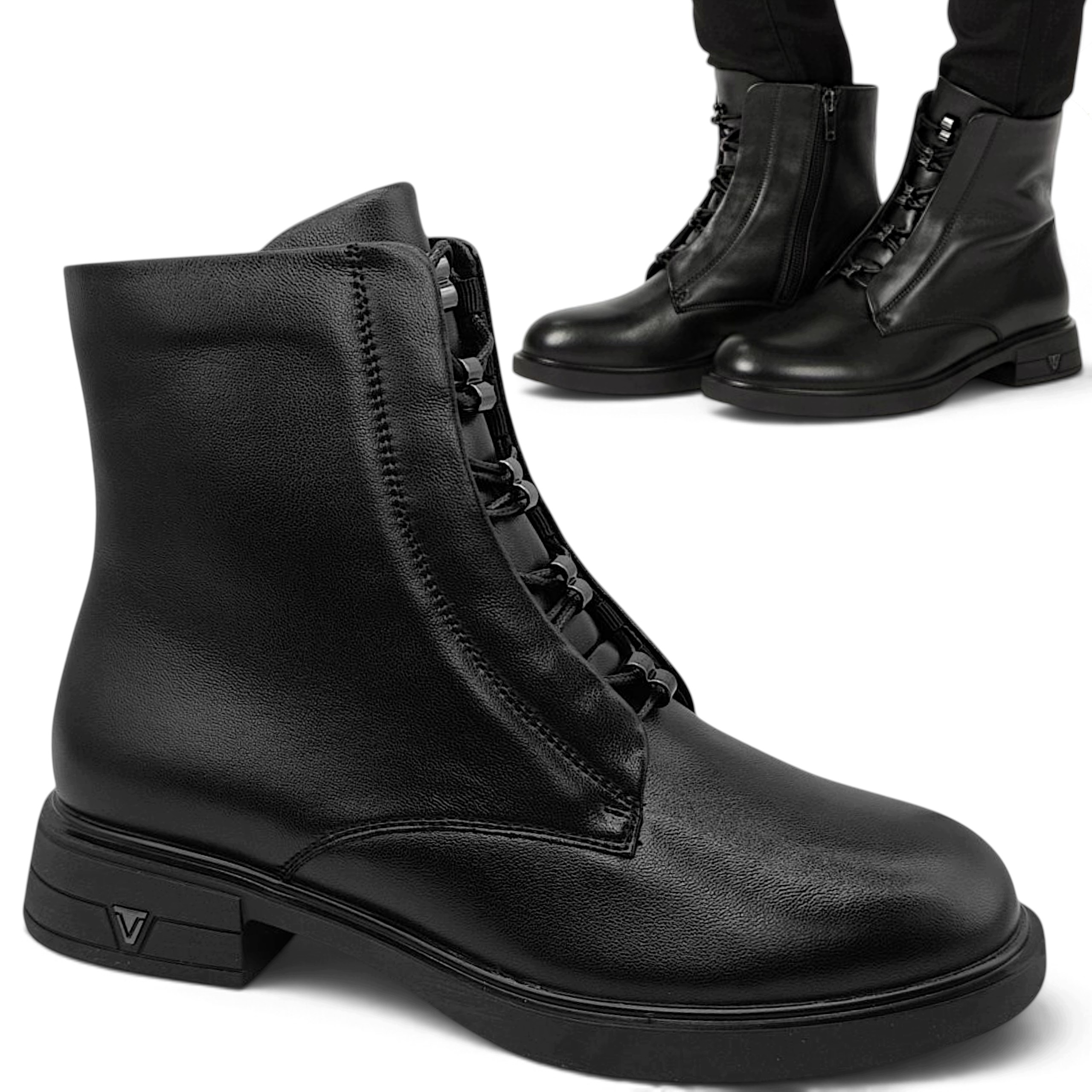 40 Vinceza Dámské zimní boty z přírodní kůže, ploché, elegantní, teplé