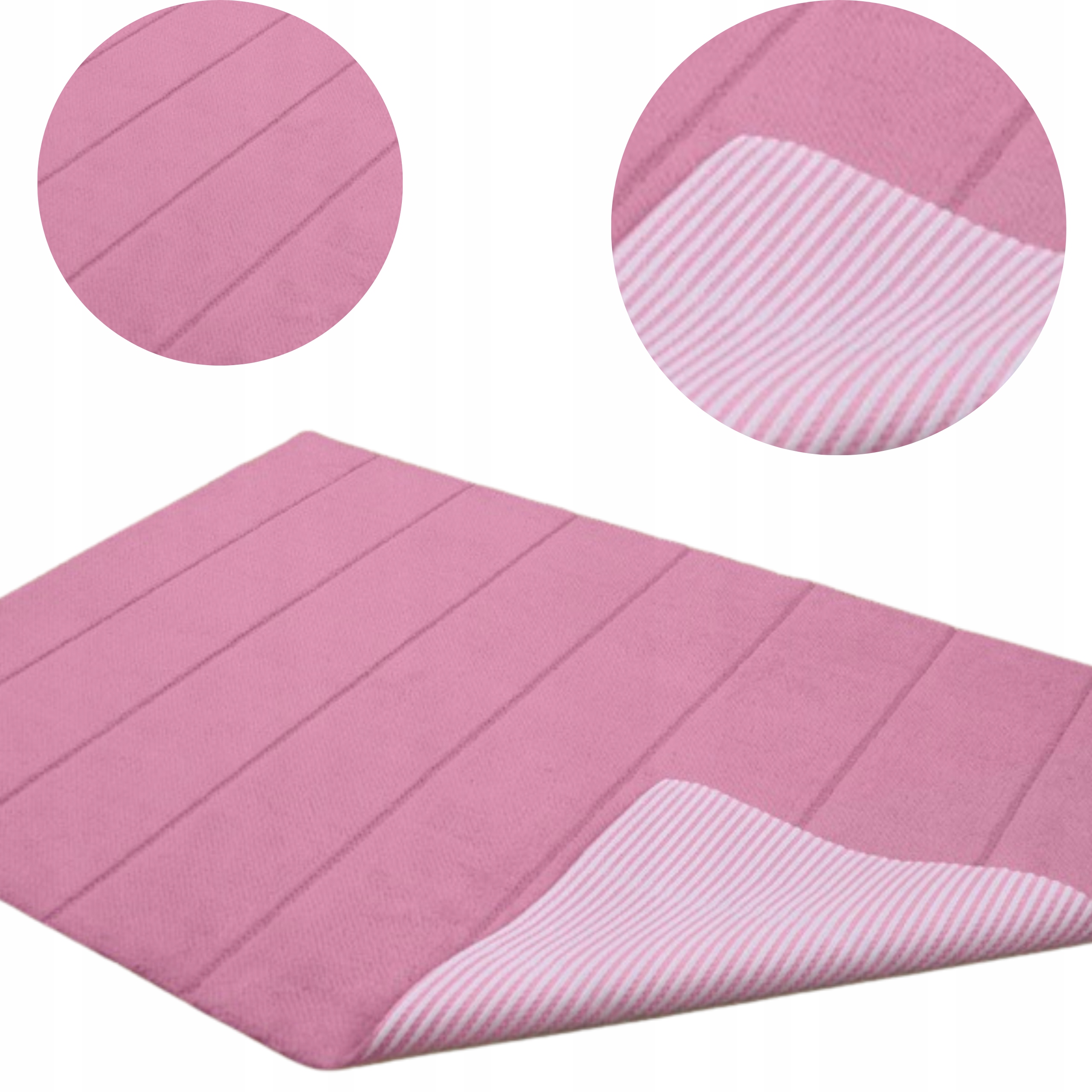 

Antypoślizgowy dywanik łazienkowy jasny róż prążki