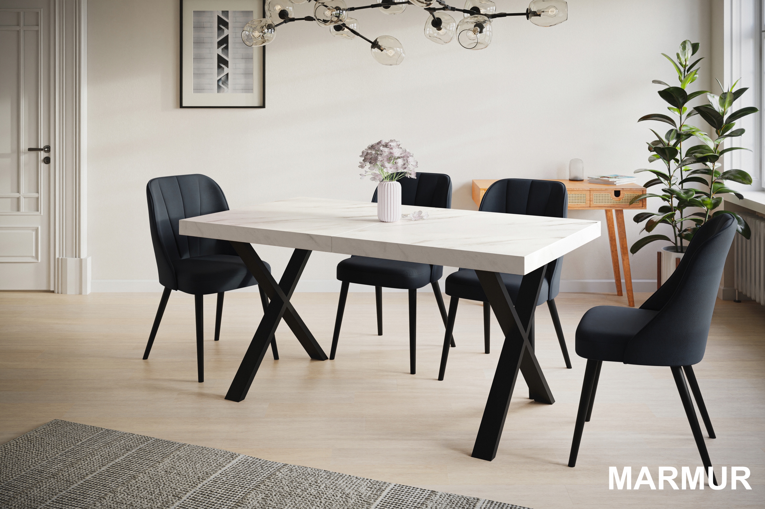 Stół rozkładany 160/260 LOFT metalowe nogi X Szerokość mebla 160 cm