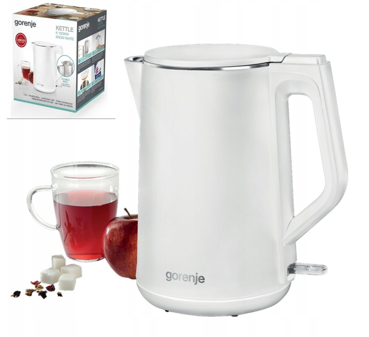 Czajnik Elektryczny K15DWW Gorenje Biały 2200W 1,5L Stalowy Środek