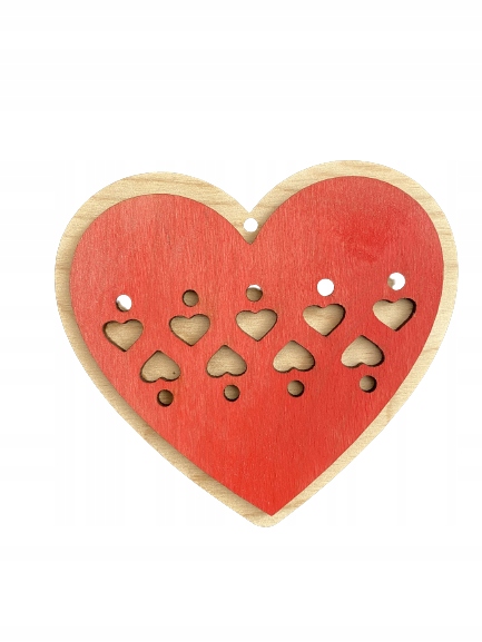 Bombka drewno 2 strony malowane czerwony choinka