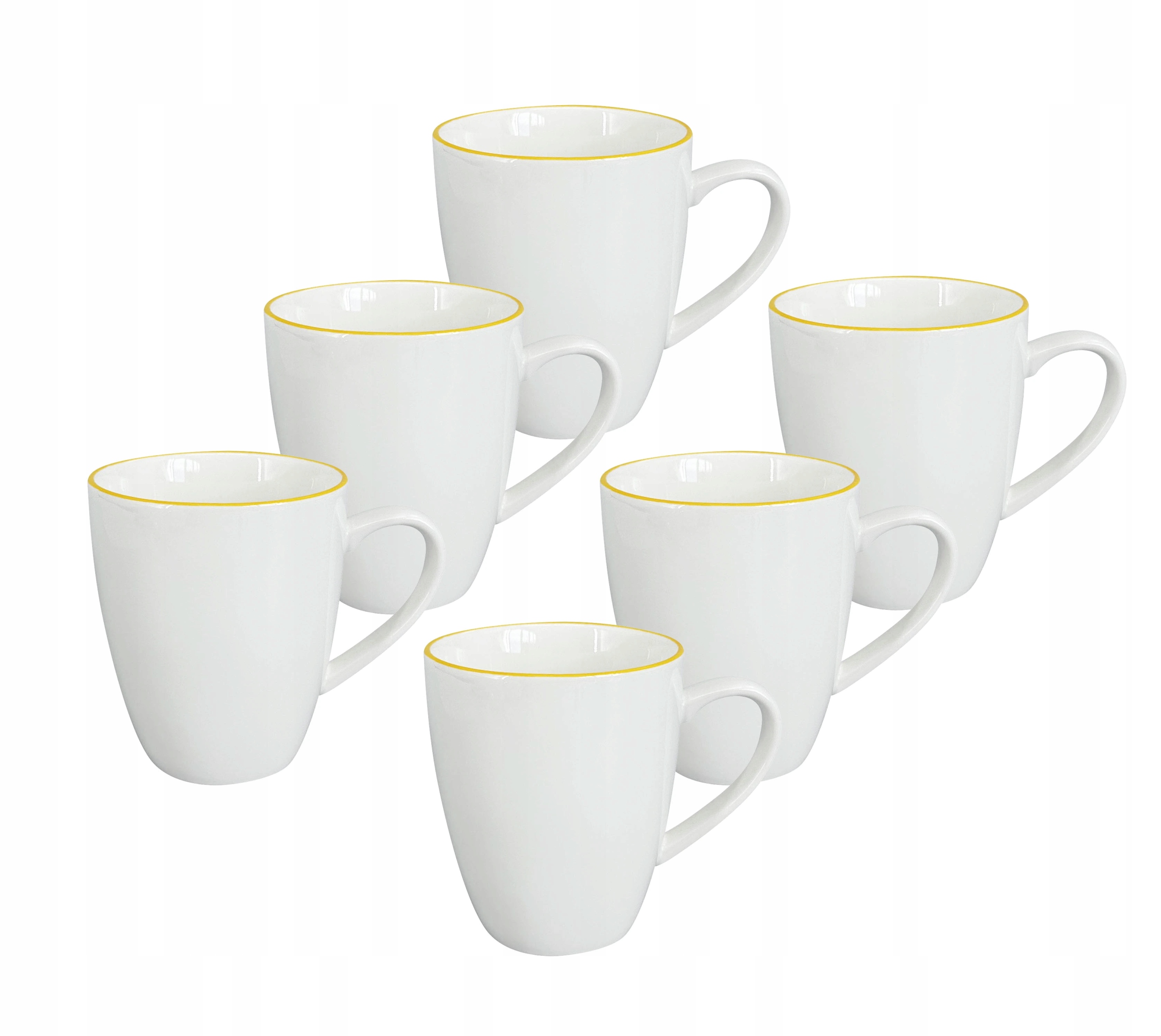 Set 6 ks Hrnek Alba Yellow, 350 ml, žlutá linka