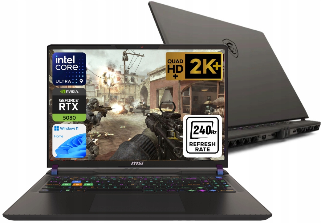 Laptop Msi Vector 16 Hx Ai 16" Qhd+ 240Hz Ultra 9 275HX 16GB SSD1TB RTX5080