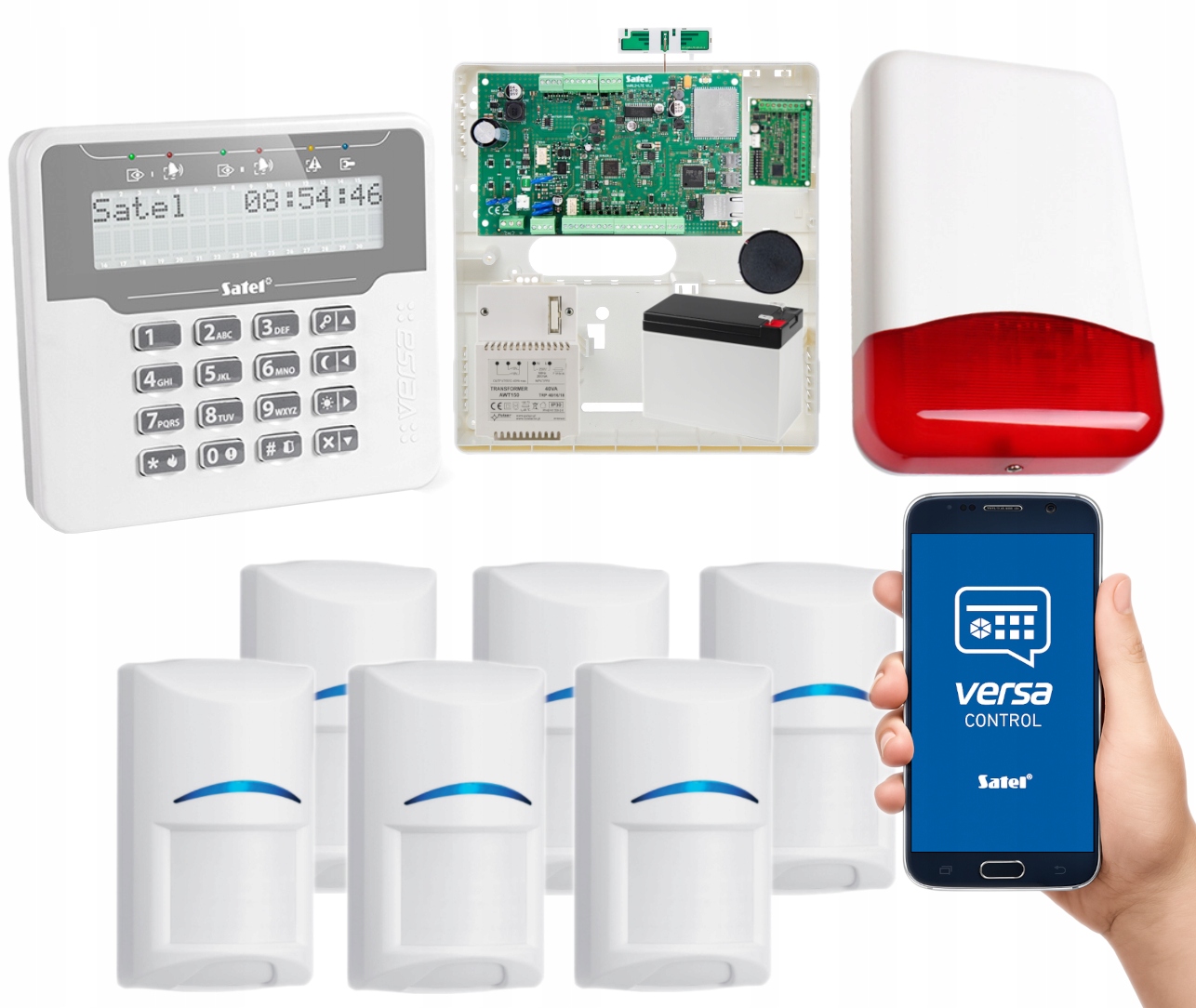 Zestaw Alarmowy Satel Lte Gsm Sms Tcp/ip 6 Czujek Bosch Panel LCD Aplikacja