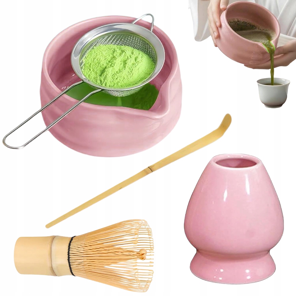 Levně Sada Na Matchu S Ručně Vyrobeným Kartáčem, Růžová