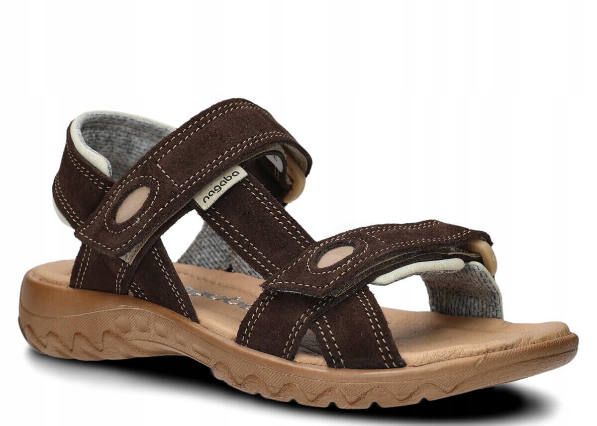 Nagaba 168 Bronz Velur Pohodlné, Kožené, Polské Dámské Sandály