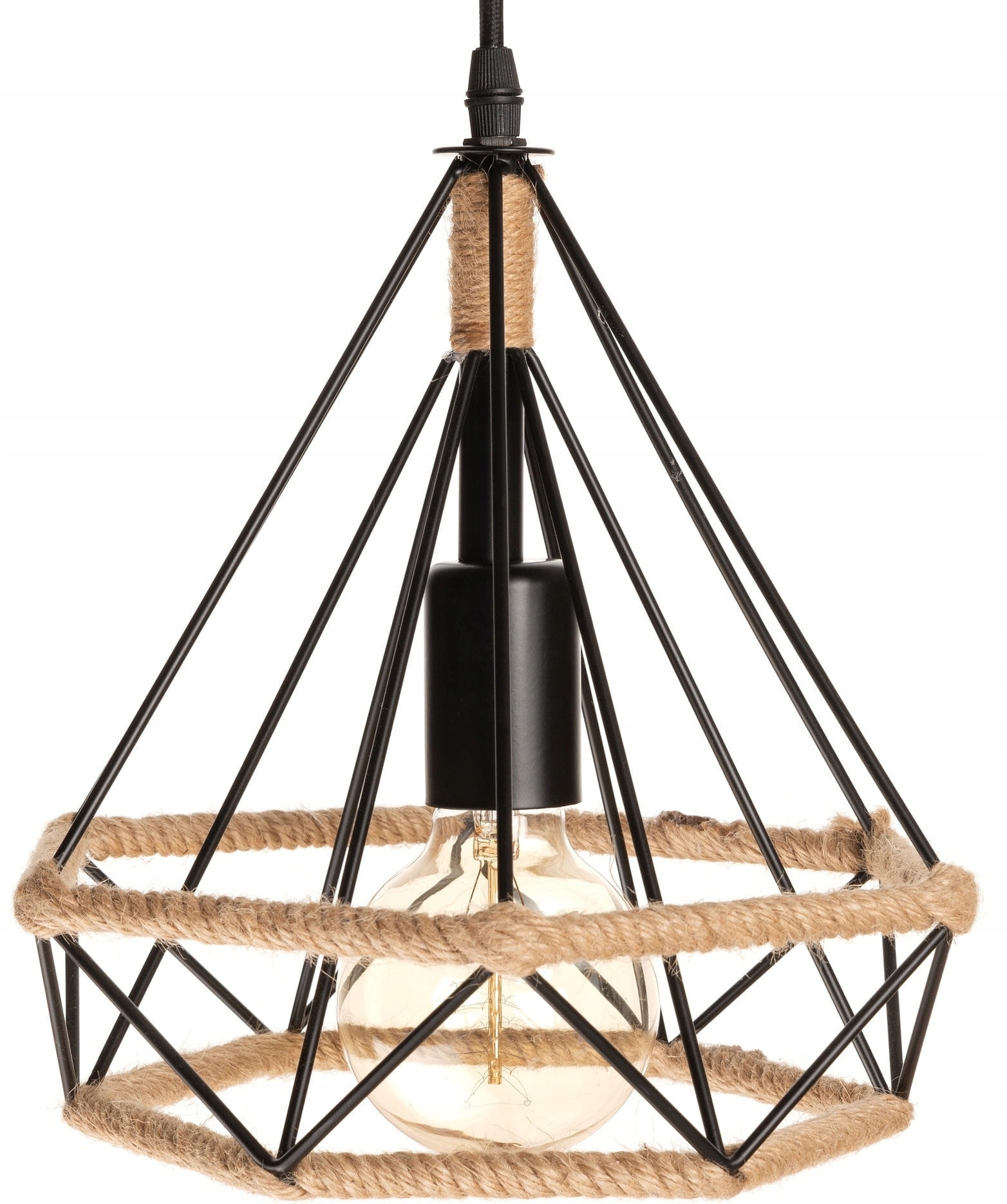 

Lampa wisząca duża Geo L Boho sznur juta