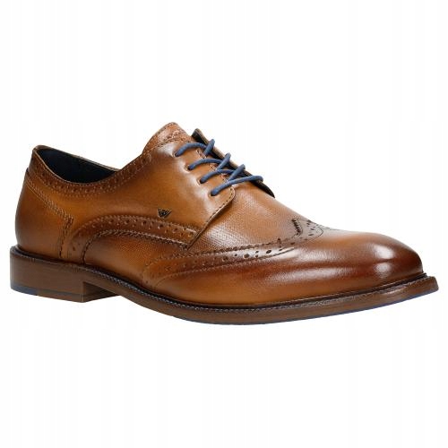 Boty Wojas Pánské polobotky, kůže, světle hnědá barva, velikost vel.