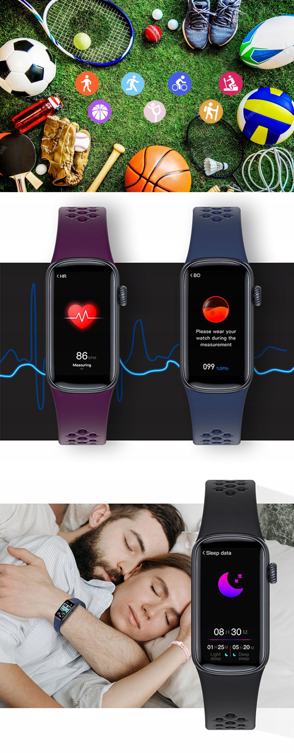 SMARTWATCH ZEGAREK SMARTBAND SMART WATCH SPORT PL MENU POLSKIE PULS KROKI Kompatybilność systemowa Android iOS