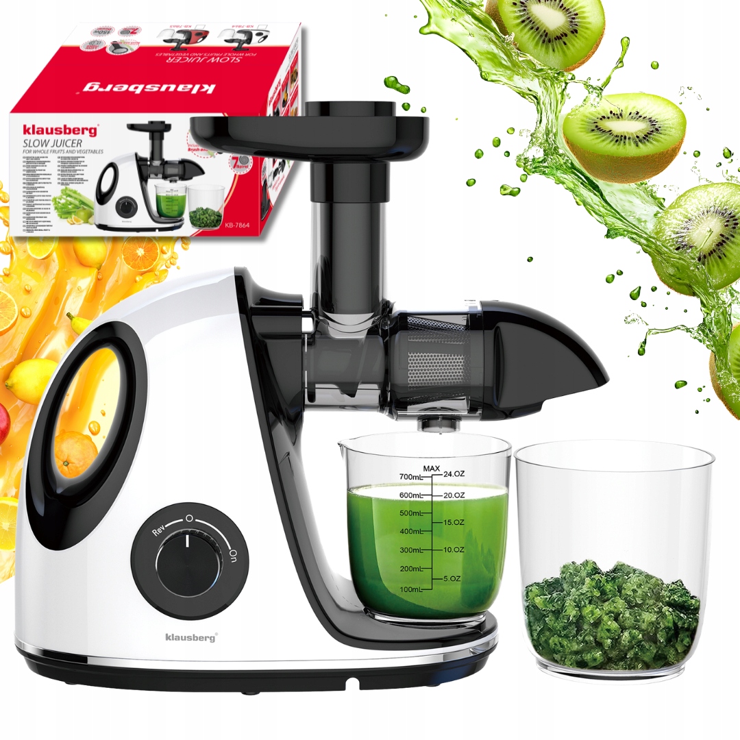 Pomaloběžný odšťavňovač 150W na šťávu z zeleniny a ovoce Cold Press Klausberg 7864