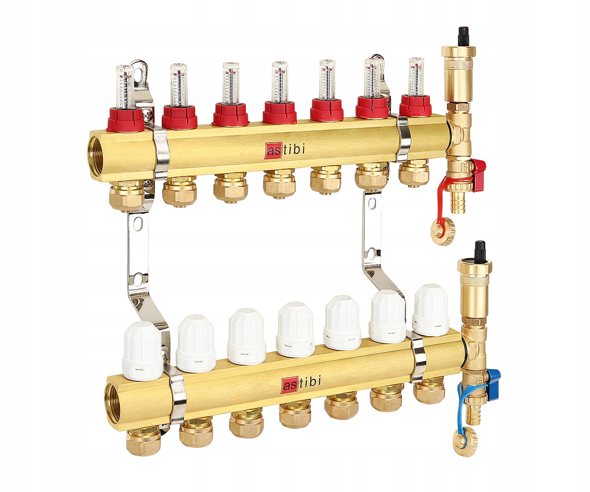 Rozdělovač 7 Okruhů Podlahového Vytápění Pro Podlahové Topení S Adaptéry Pex