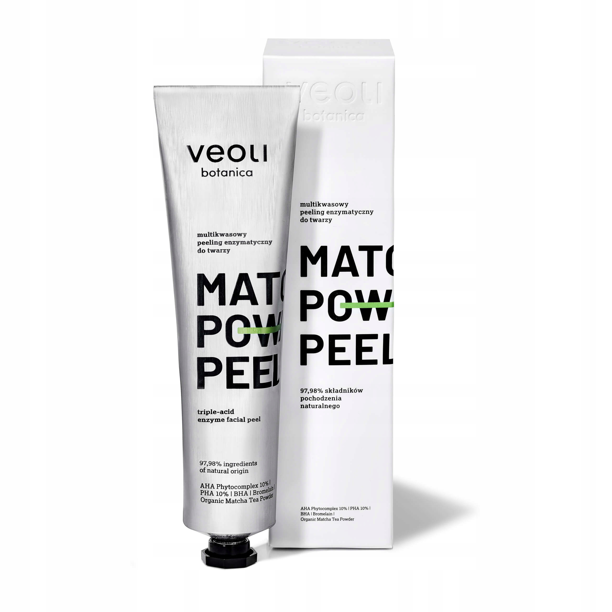 Veoli Botanica Matcha Power Peel enzymatický peeling na obličej 75 ml