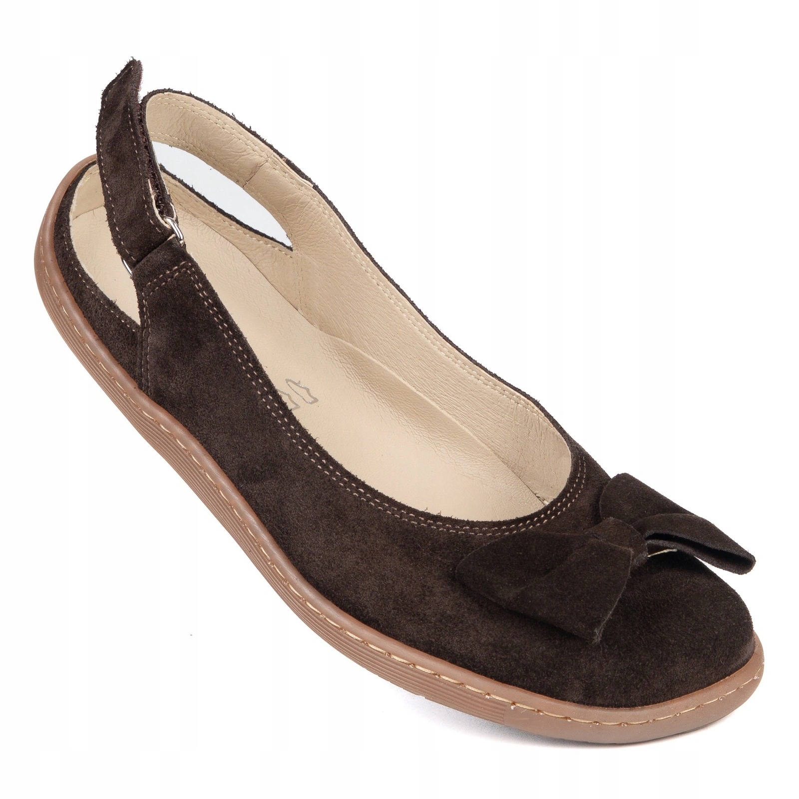 Dámské kožené barefoot boty s mašlí Matilde, hnědé, velikost 39