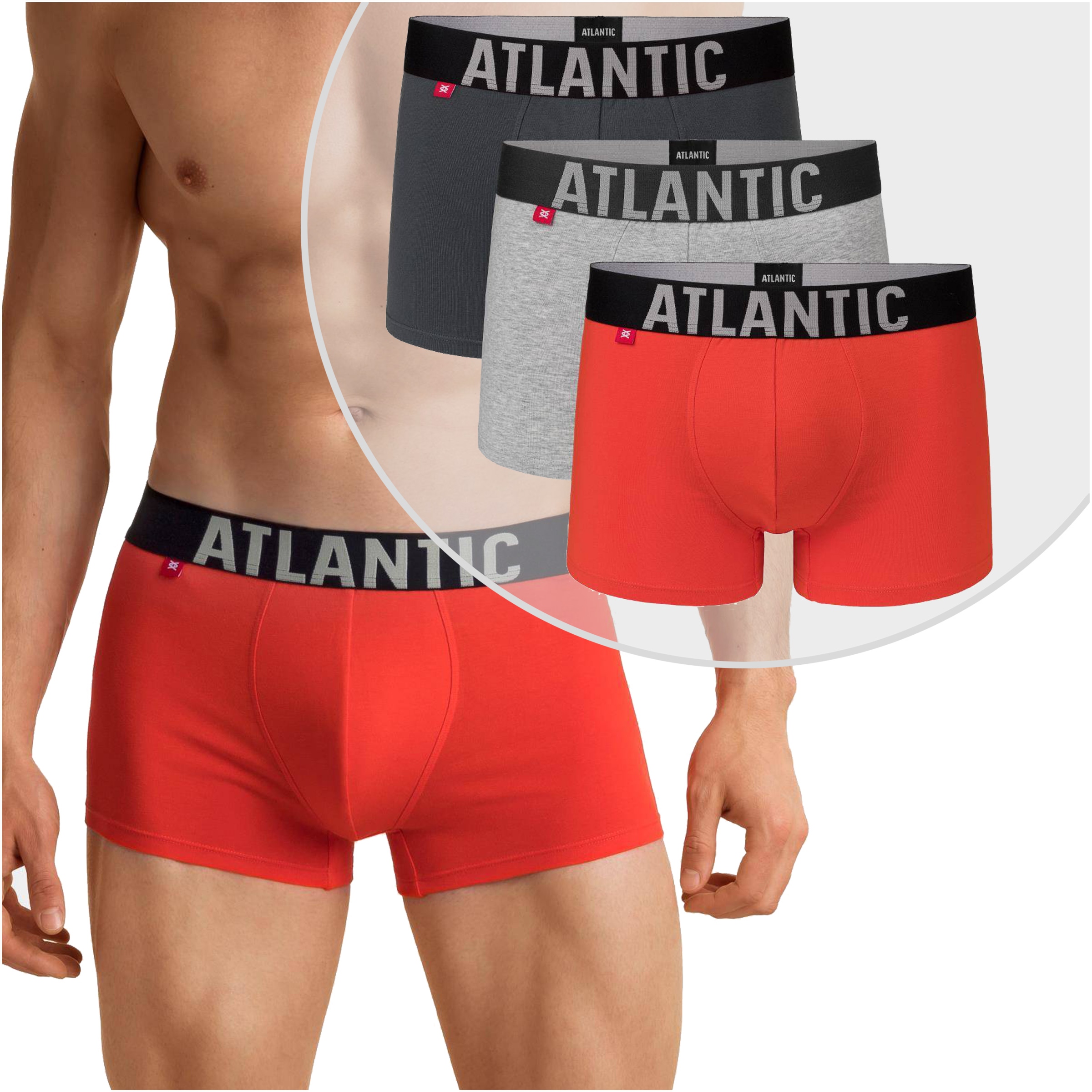 

bawełniane Bokserki męskie z ozdobną gumą Atlantic