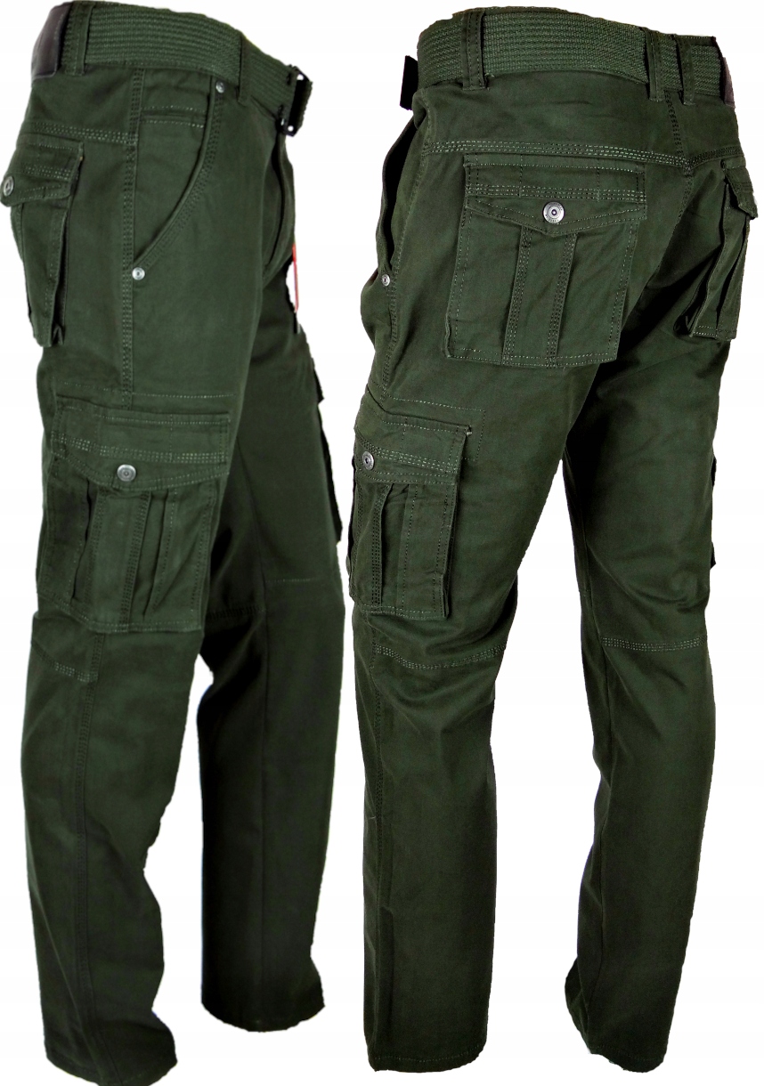 

Spodnie Bojówki Zielone Stretch Pasek r 30 IT/Th-4