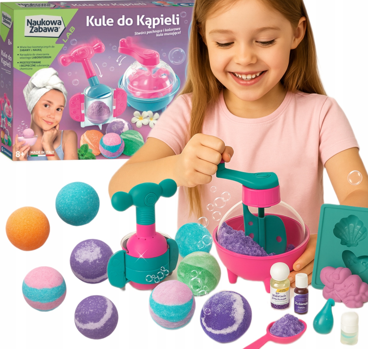 ZESTAW LABORATORIUM PACHNĄCE KULE DO KĄPIELI NAUKA ZABAWA CLEMENTONI