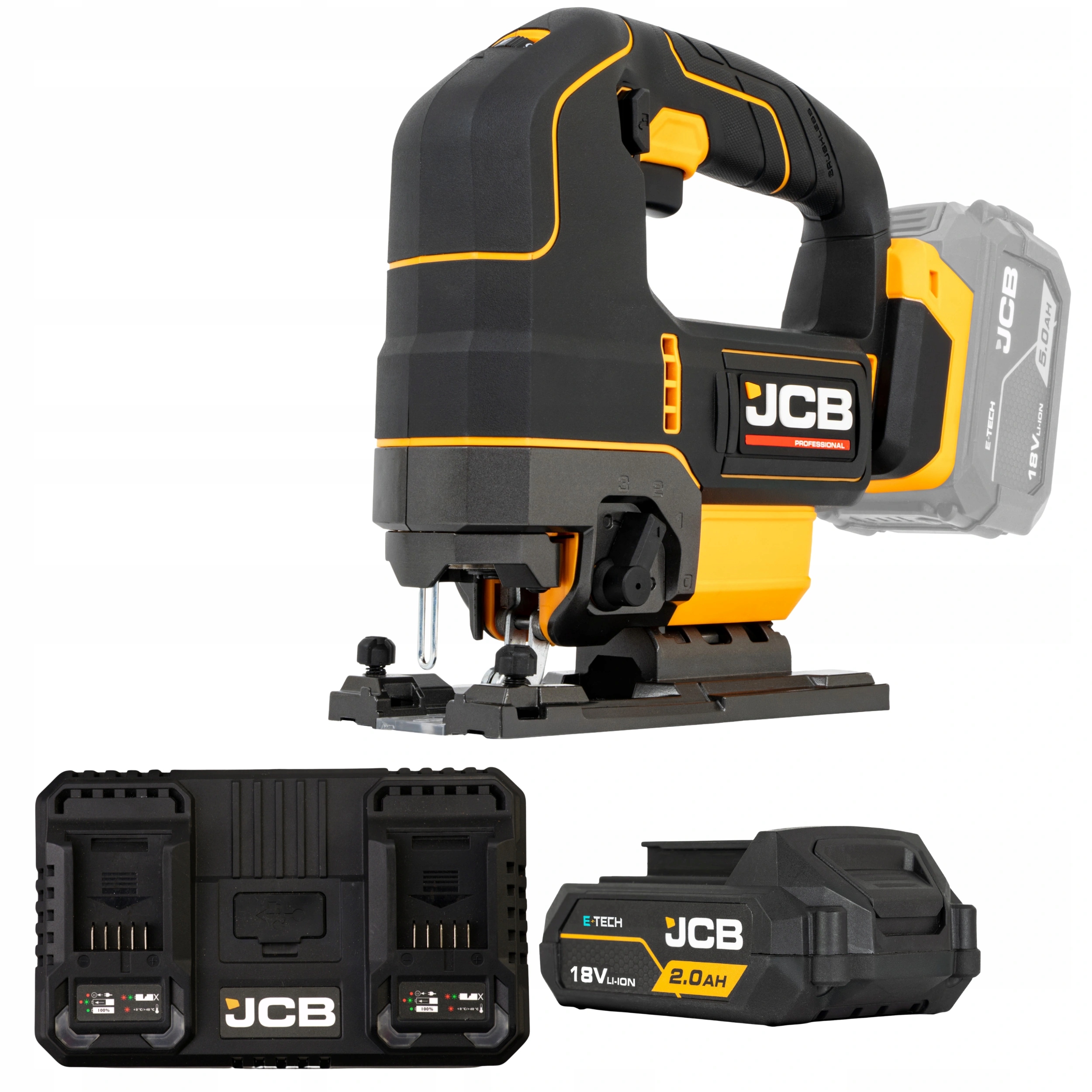 Jcb Professional 18V Wyrzynarka Akumulatorowa Dual Charge 4,5A Bateria 2Ah