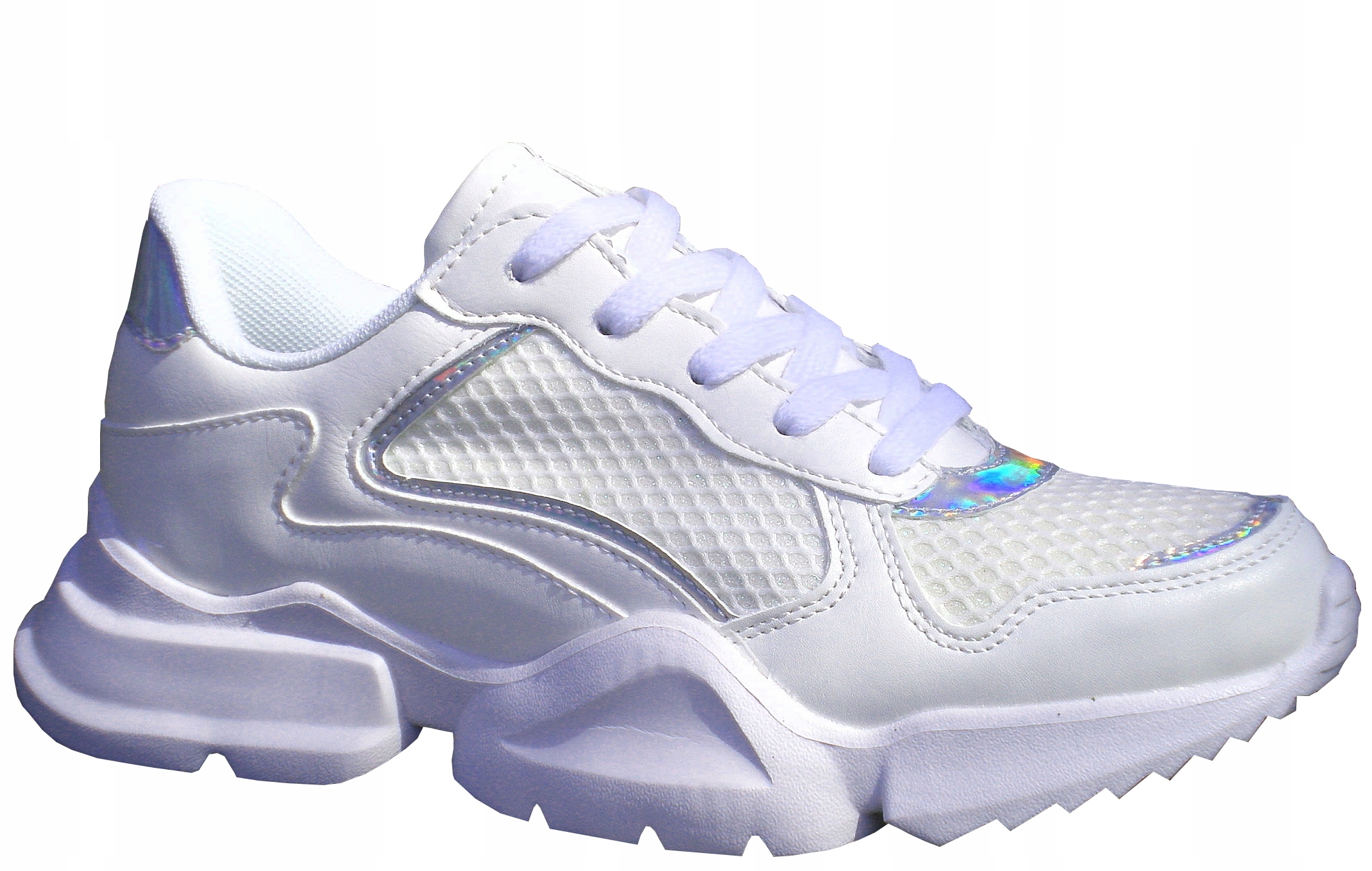 

Buty sneakersy eleganckie Silver Glitter białe 39