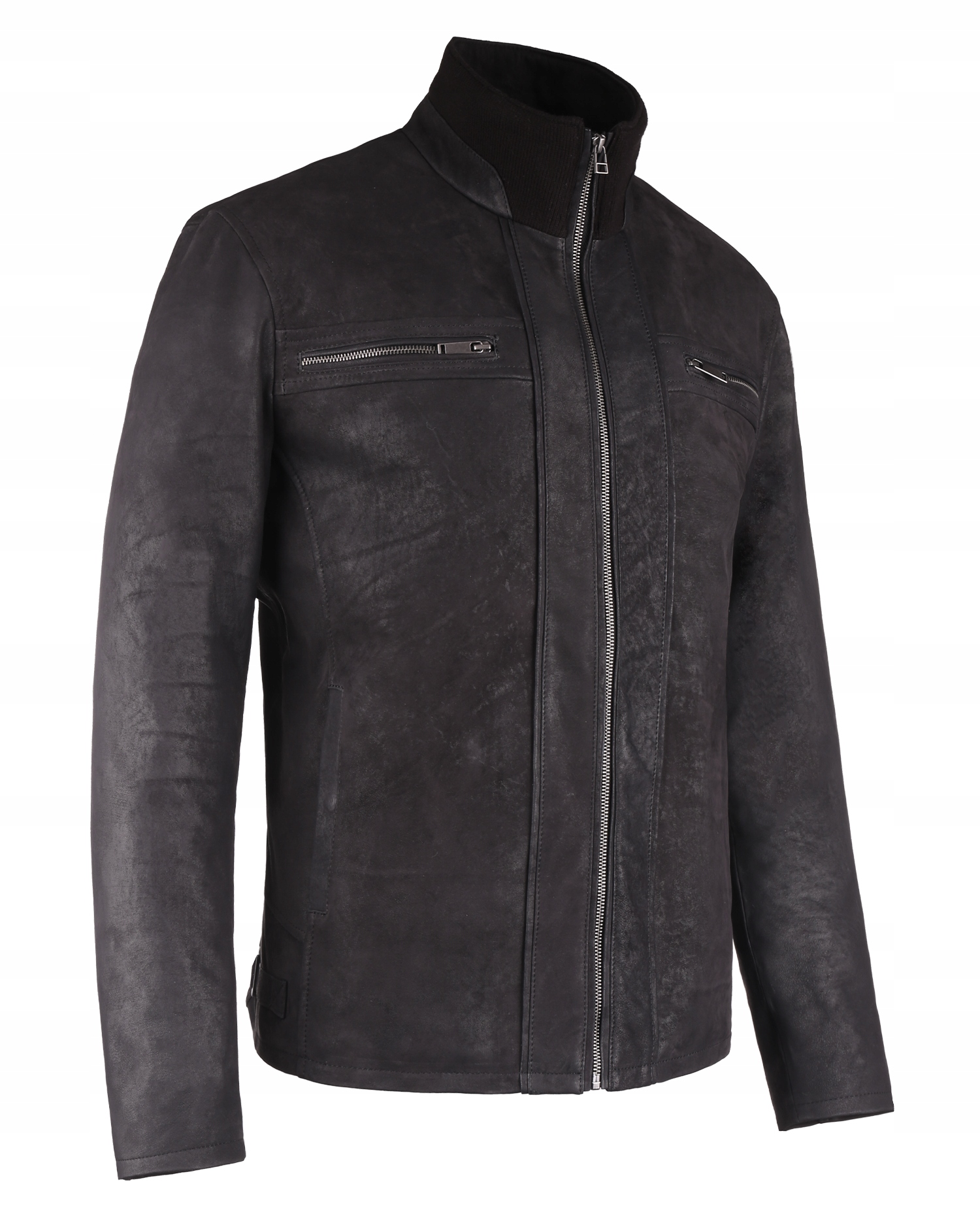 OCIEPLANA SKÓRZANA KURTKA MĘSKA KAROL M SZLIFOWANA CZERŃ Marka TOMSKÓR