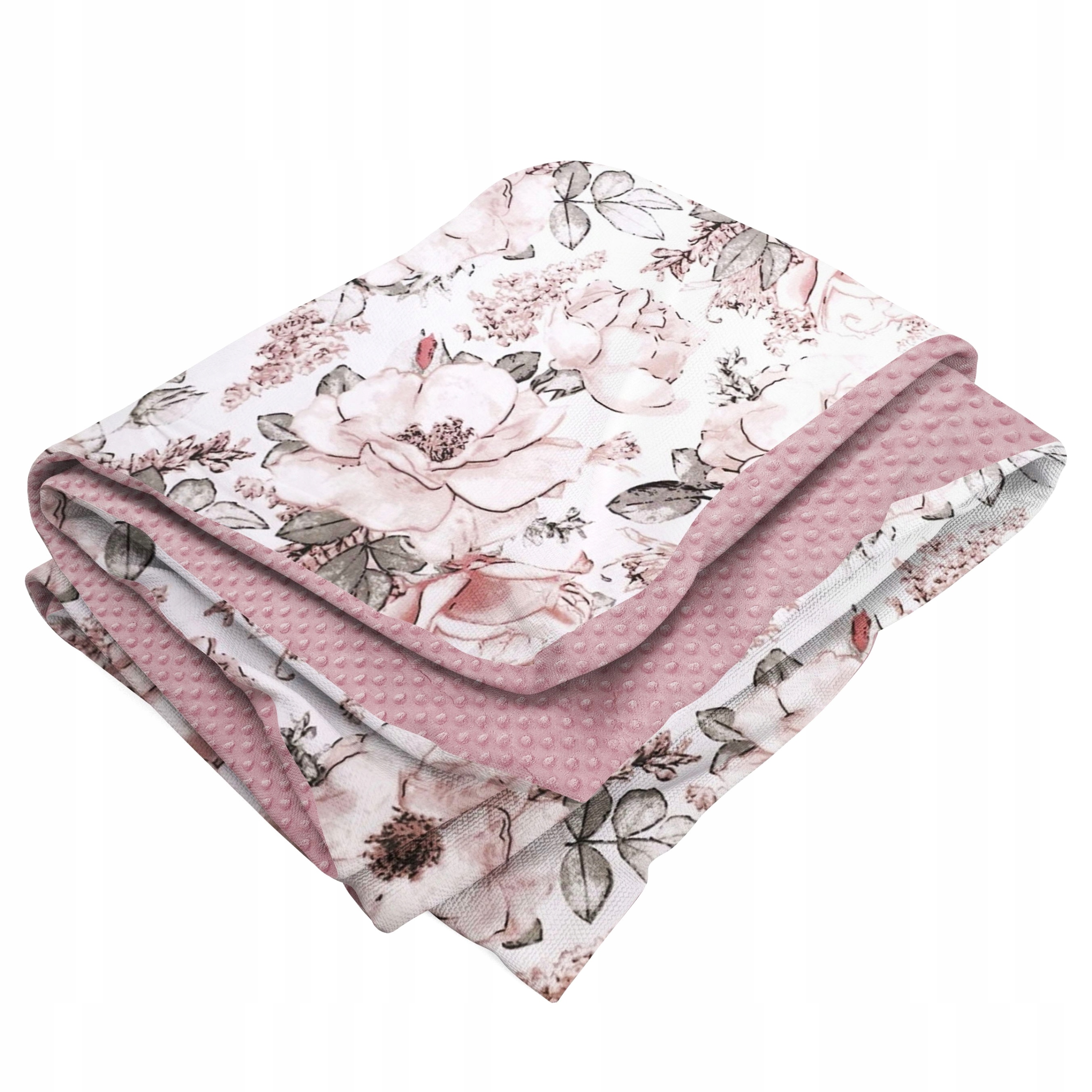 Oboustranný přehoz 140x200 Bavlna Polar Minky Květiny Pivoňky