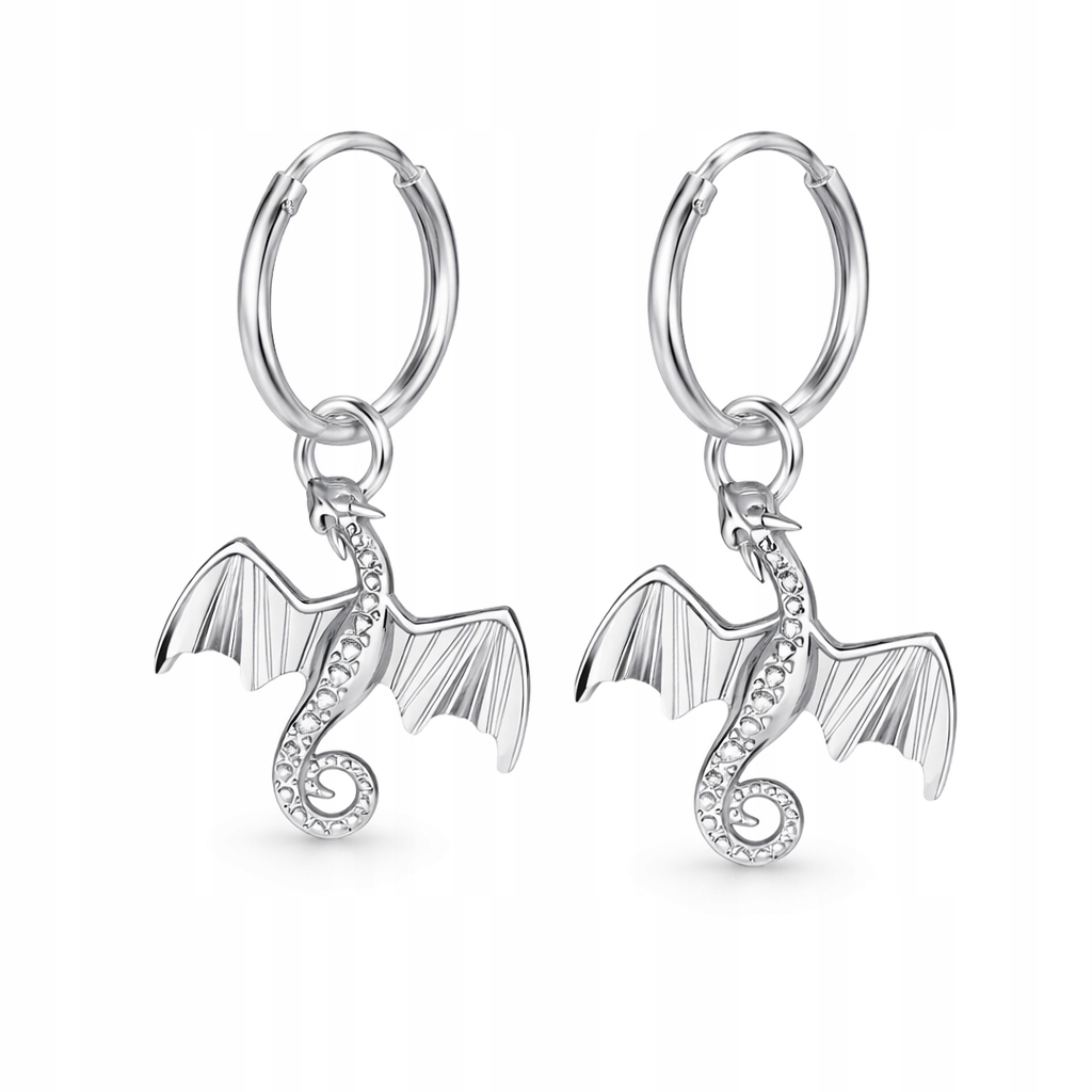 Stříbrné náušnice Drak Malé kruhy Amulet síly a ochrany Stříbro ryzost 925