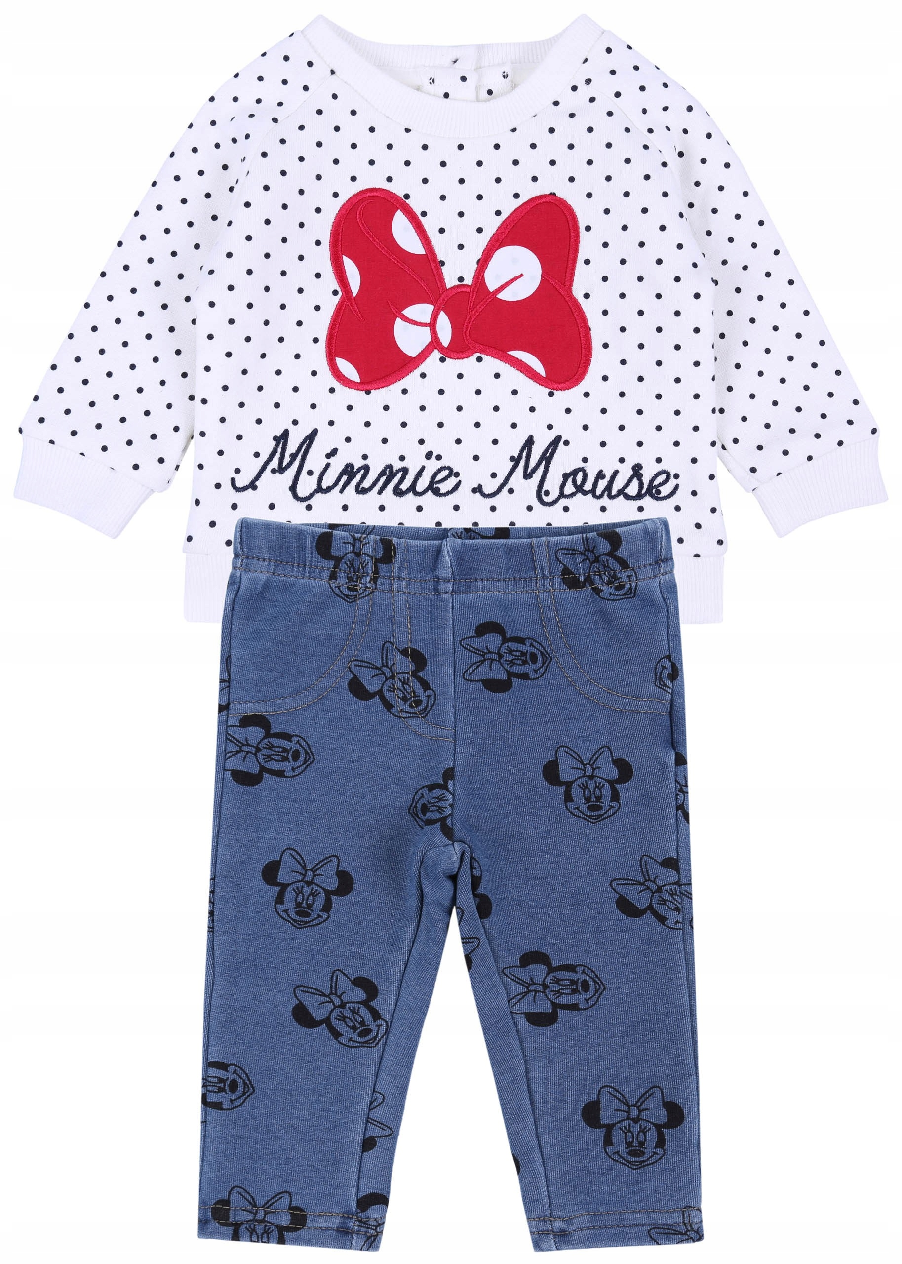 

Kremowa bluza w kropki+getry Minnie 0-3 m 62 cm