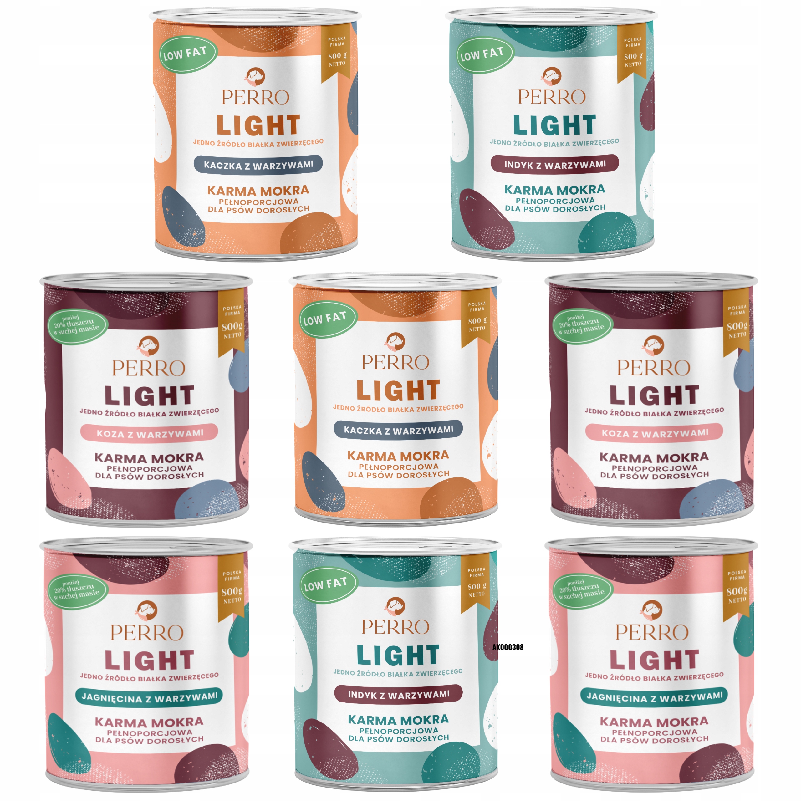 Levně Perro Light Monoproteinové krmivo pro psy mix chutí 8 x 800 g