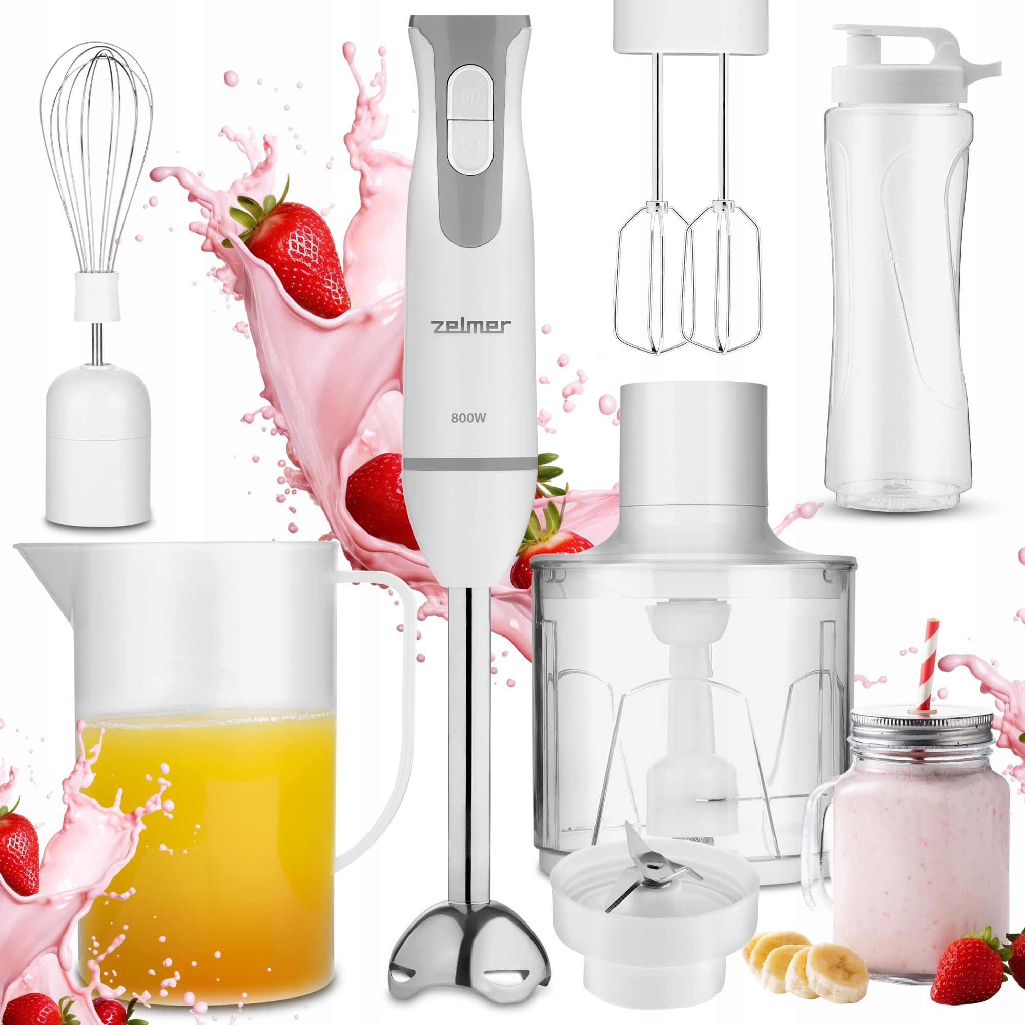 Blender Ręczny Zelmer Kuchenny Wielofunkcyjny Mikser Bidon Robot Turbo 800W