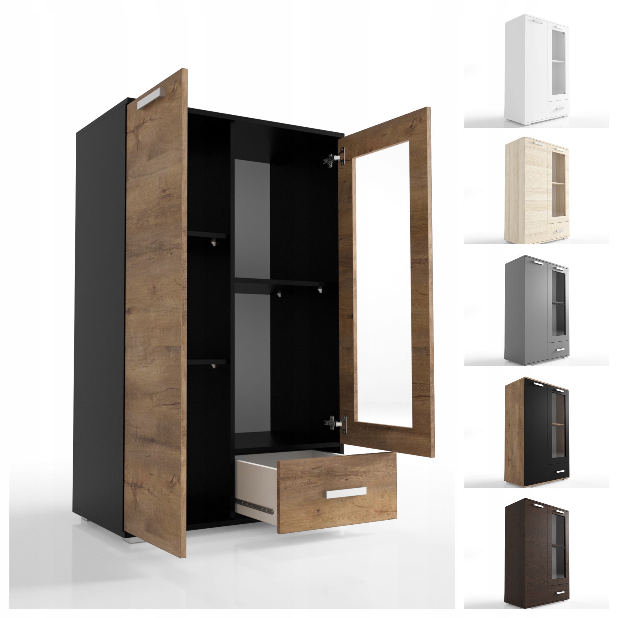 Komoda Regál Vitrína 80 cm VK10 Deska 18 mm Loft 2-Dveřová skříňka Barvy