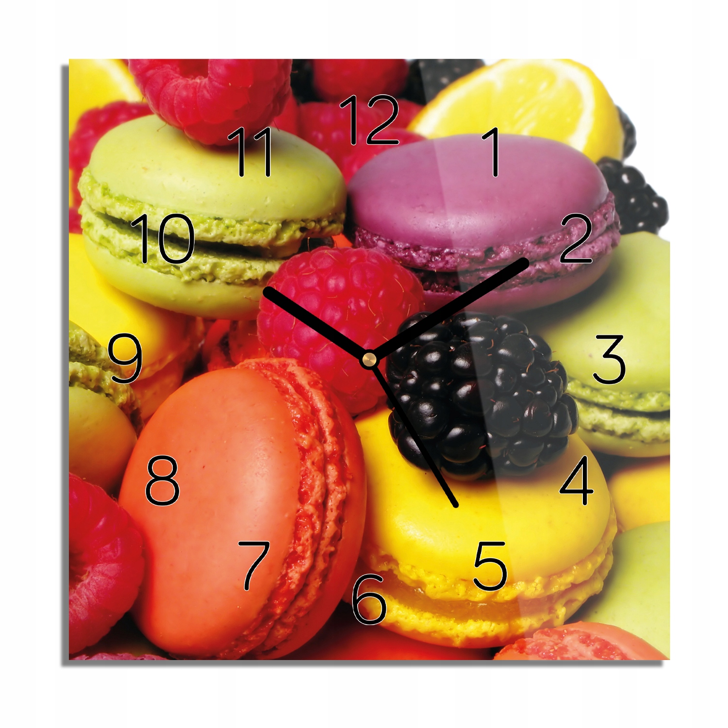 

Ciasteczka owoce zegar na szkle z grafiką 30x30