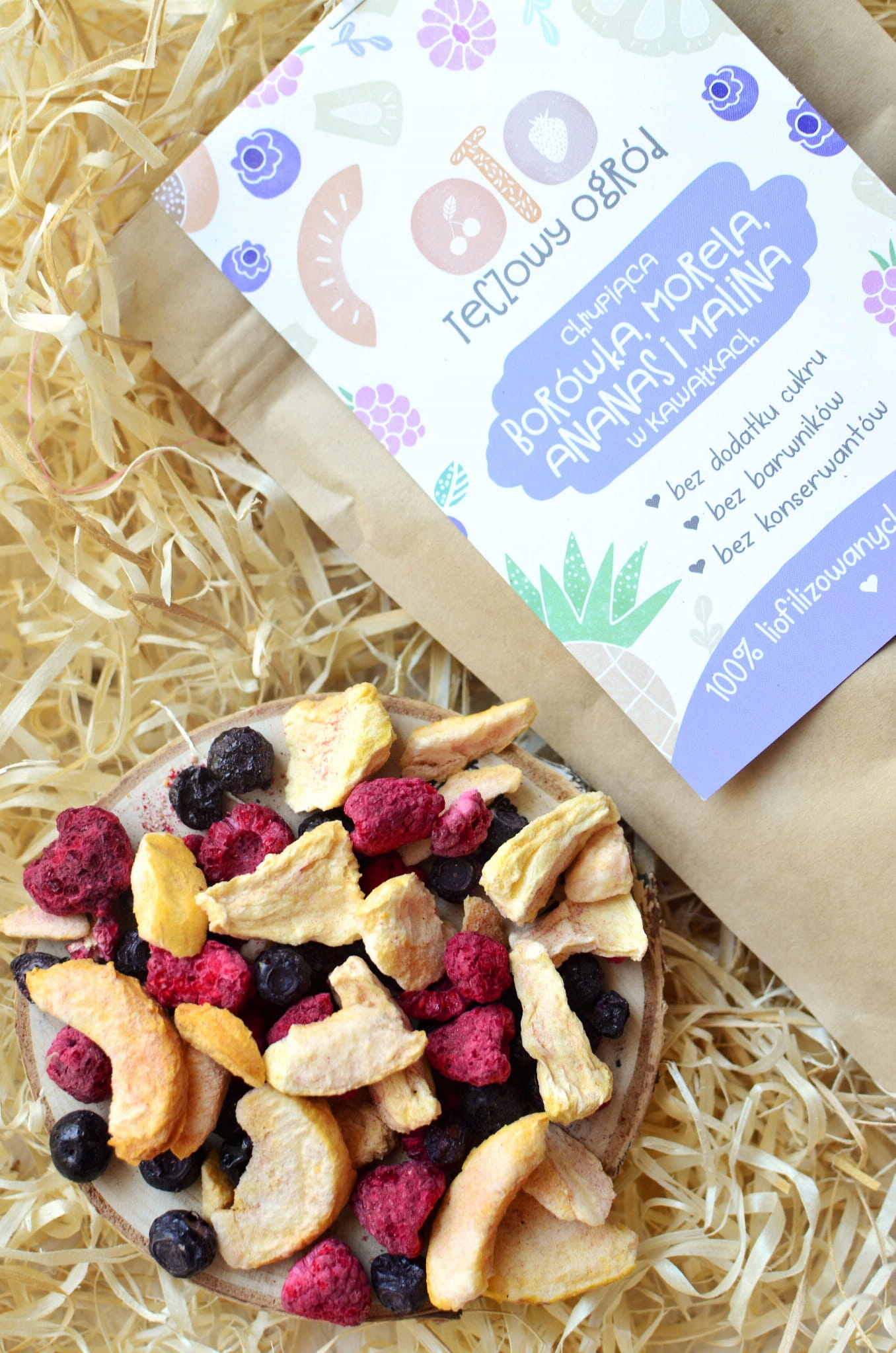 OTOLANDIA OWOCE LIOFILIZOWANE BORÓWKA MALINA ANANAS MORELA W KAWAŁKACH 20g Kod producenta OtoLandia