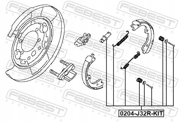 ZESTAW NAPRAWCZY SZCZĘK HAMULCOWYCH 0204-J32R-KIT Producent części Febest