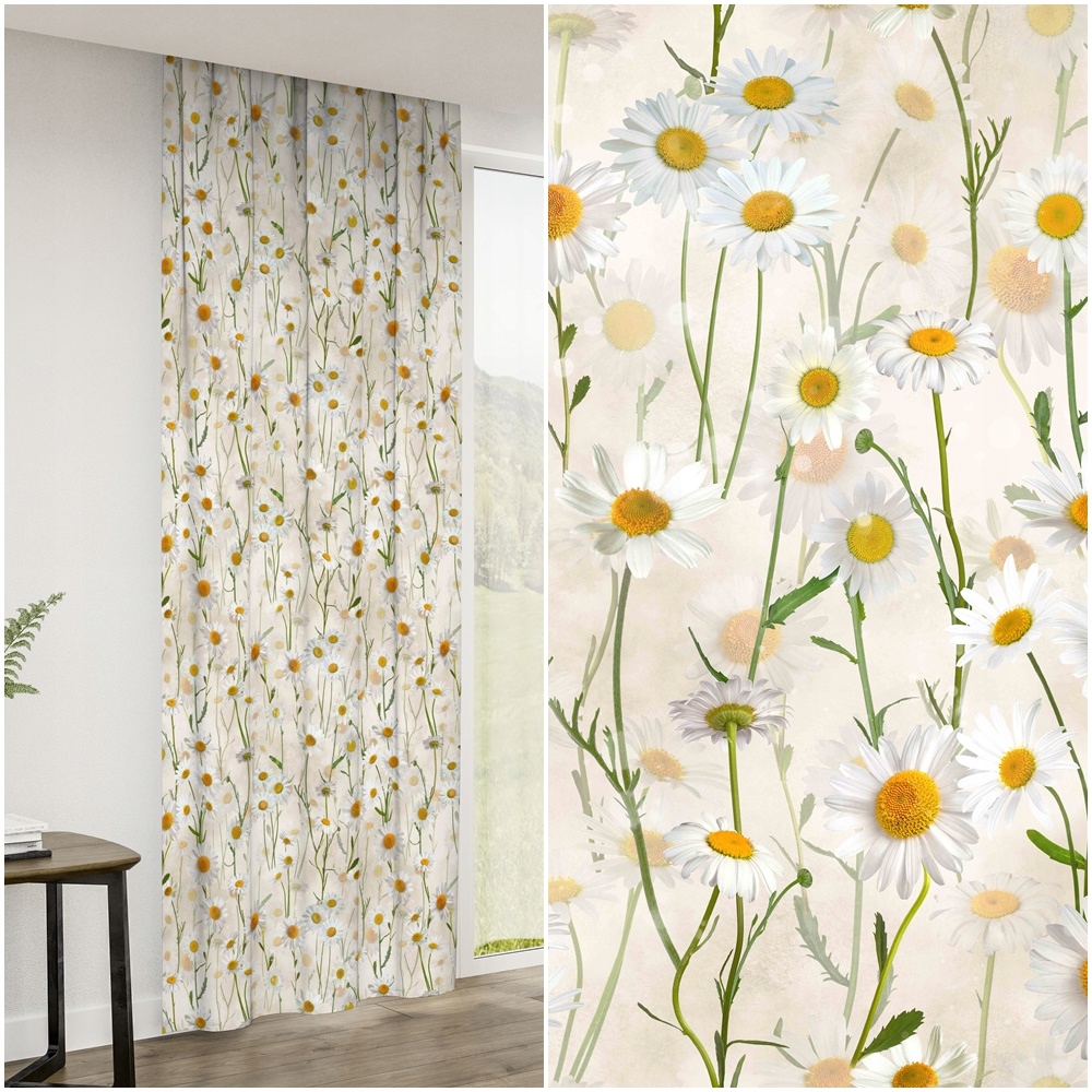 

Zasłona Na Metry Kwiaty Margaretki 2 Łączka 150 cm